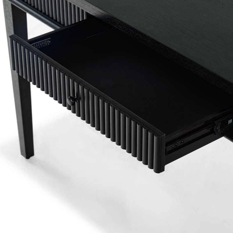 Shelbie 1 Drawer Reeded Desk, Black