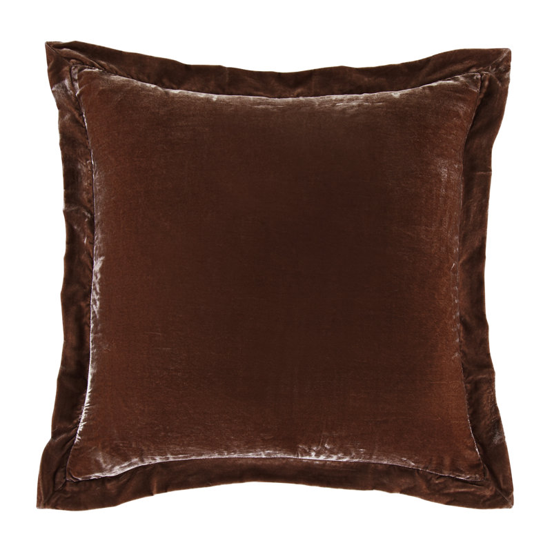 Stella Solid Color Quilted Faux Silk Velvet Romantic Western Decorative Pillow Sham, Copper Brown