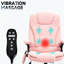 Chaise de bureau rose à haut dossier avec massage par vibration à 6 points, chaleur, 3 modes, inclinaison 125, roues pivotantes, tissu de velours confortable, fonction d'inclinaison, fonction de siège réglable