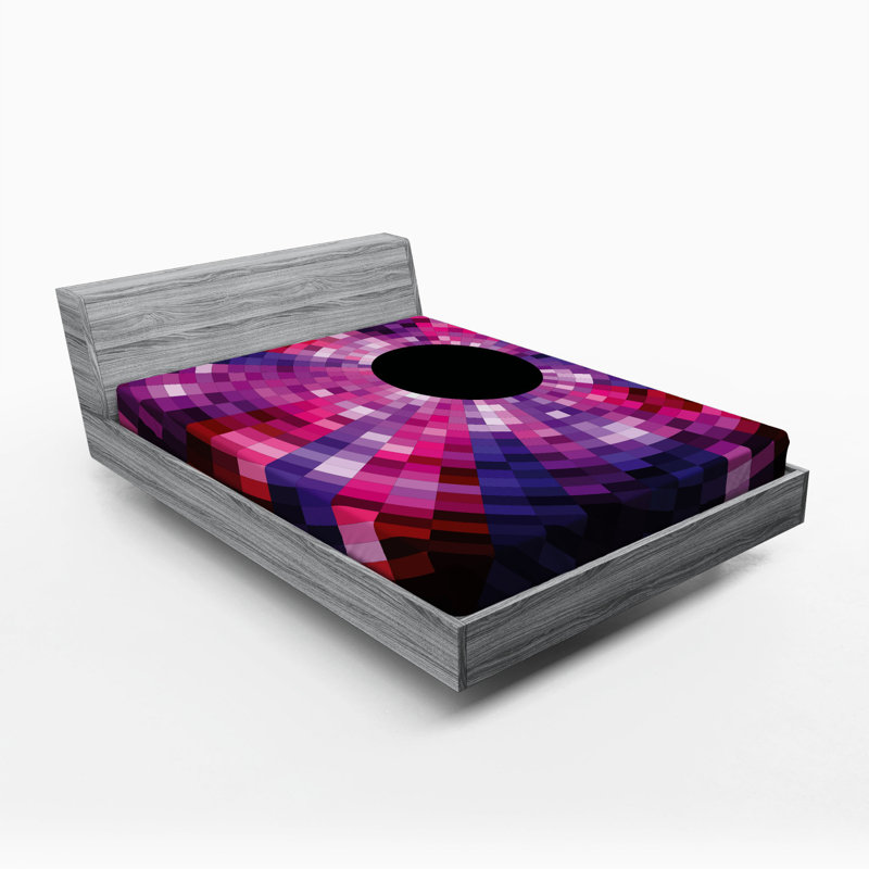 Microfiber Geometric Fitted Sheet, Queen Fitted Sheet