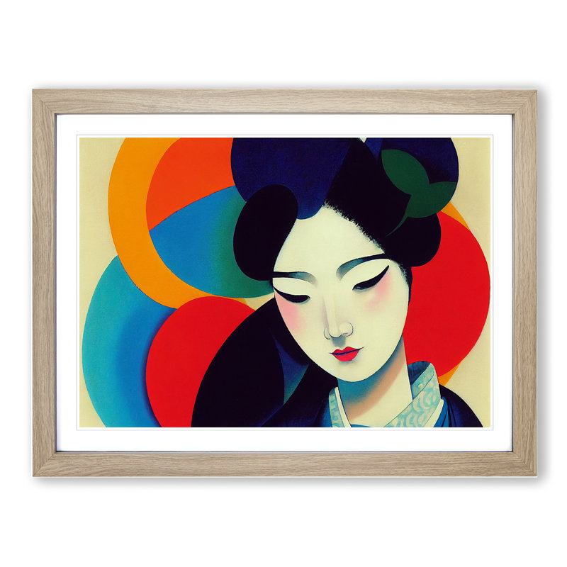 Geisha Painted Abstract - Picture Frame Print, Oak Framed, 25cm H x 34cm W x 2cm D