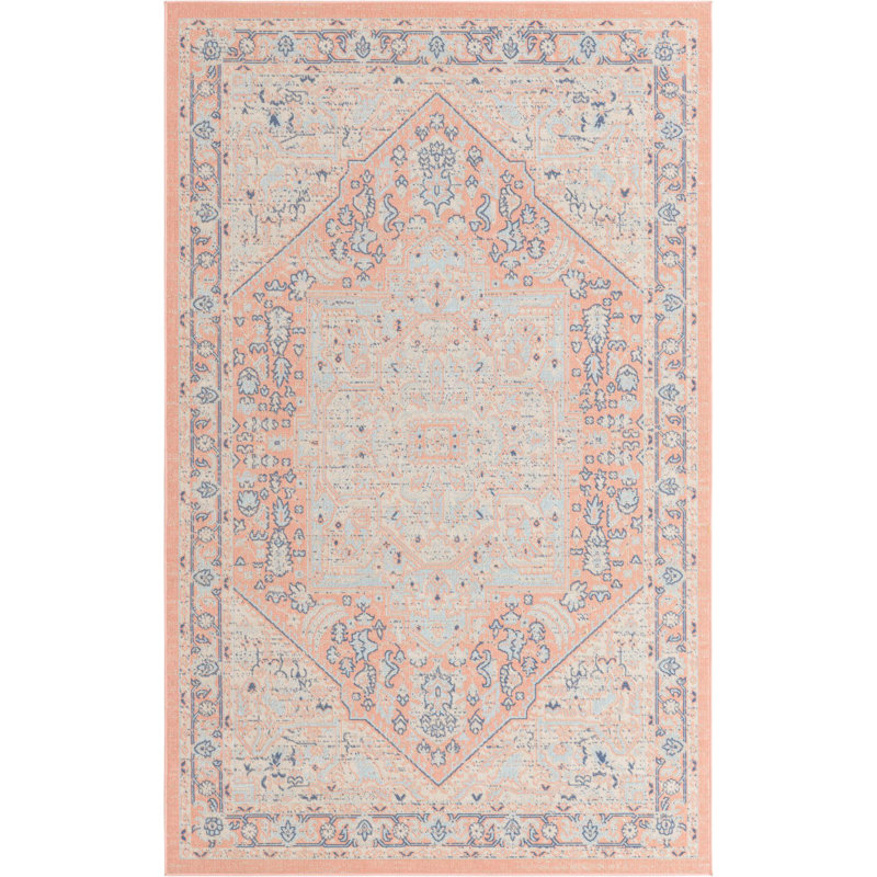 Tapis traditionnel rouge Marciel, Rectangle 5 pi x 8 pi