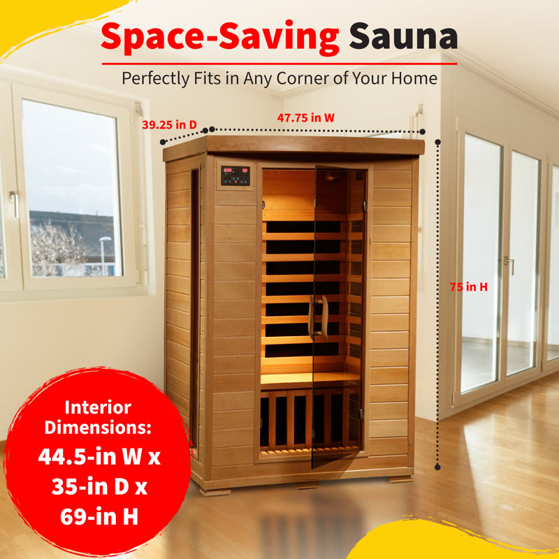 Heatwave 2-Person Hemlock Deluxe Infrared Sauna with 6 Carbon Heaters