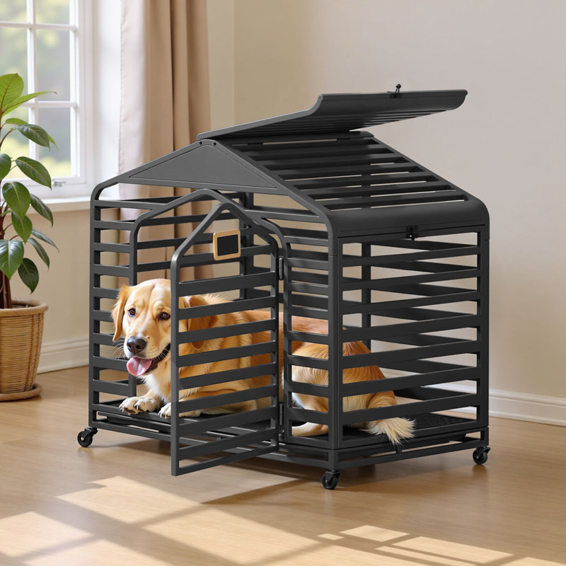 Haislip Heavy-Duty Dog Crate with Pointed Roof, Large (46.5" H x 48" W x 29.5" D)