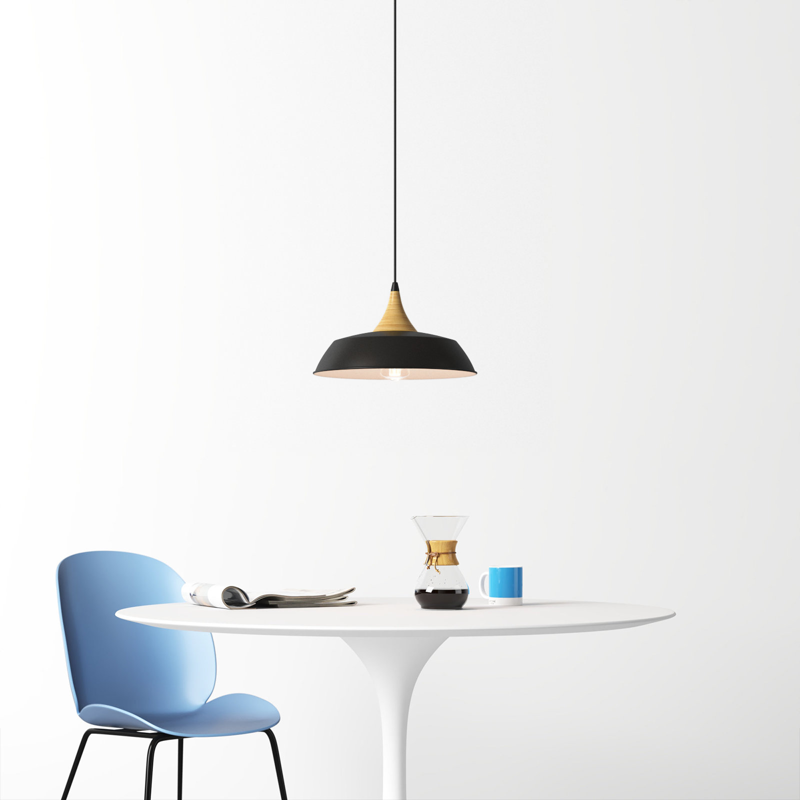 Elisabet Single Light Metal Dimmable Pendant, Black