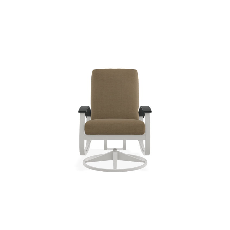 Belle Isle Outdoor Swivel Lounge Chair, Canvas Navy Sunbrella® Canvas, Classic Graphite P30, Textured Snow