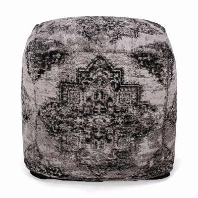 Square Shape Fabric Upholstered Pouf Ottoman
