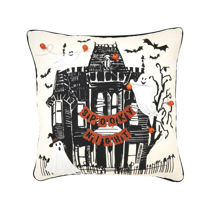 Coussin Spooky Night Haunted House, Housse de coussin seulement - sans coussin