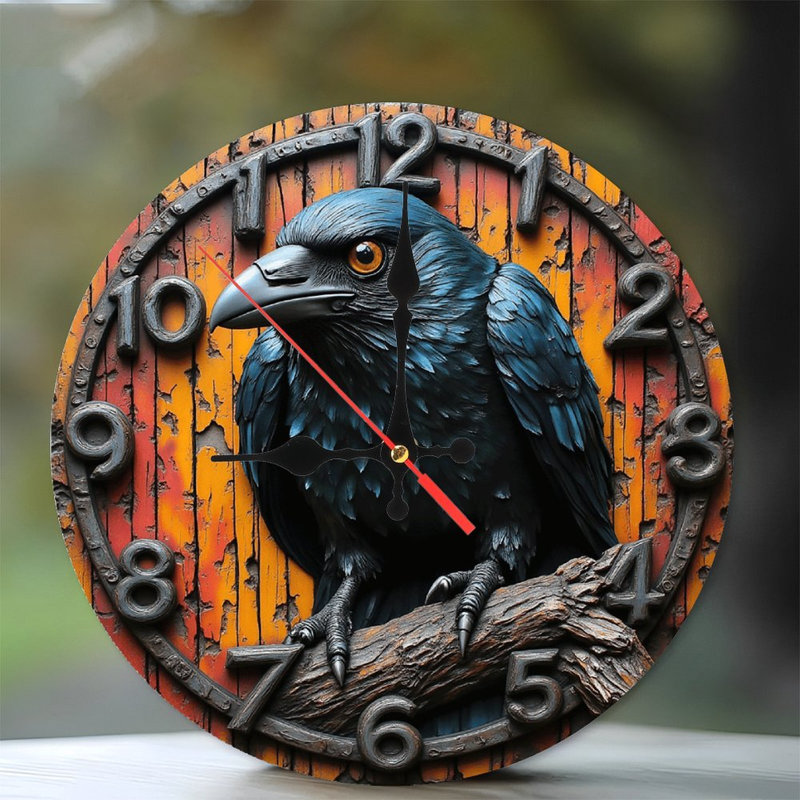 Horloge corbeau décorative