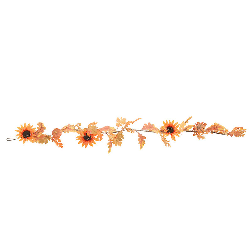 180cm Lighted Faux Sunflower Garland with Lights