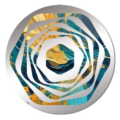 Golden Sunshine In Deep Blue Ocean Abstract I - Amorphe Decorative Mirror