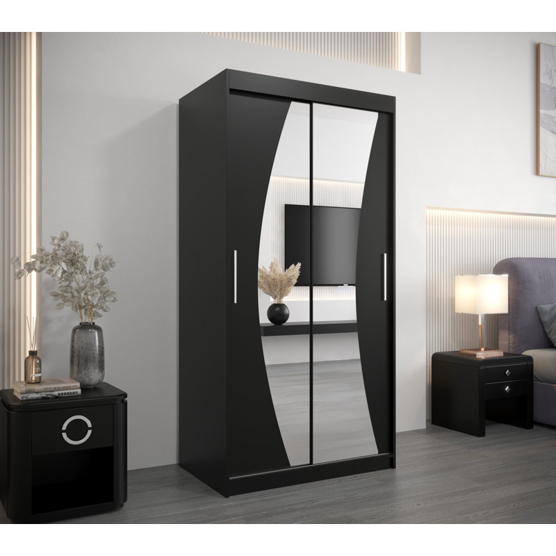 Aayon 2 Door Wardrobe, Black Matt