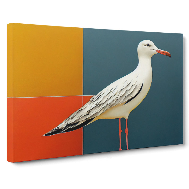 Modern Art Seagull - Wrapped Canvas, 50cm H x 76cm W x 3cm D