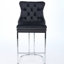 2 tabourets de bar de 25 po de hauteur comptoir, 2, velours avec dossier à boutons et garniture de rivets, base en métal pour tabourets (de 2), base chromée moderne, cuisine-771784493