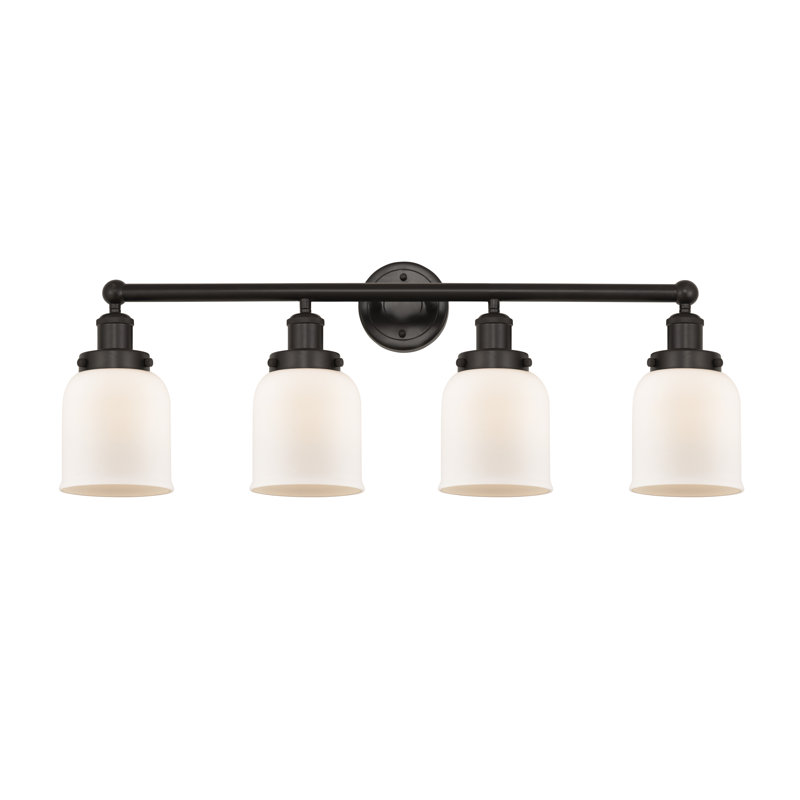 Éclairage pour meuble-lavabo à 4 lumières à intensité variable Asheton, Blanc mat, Bronze huilé
