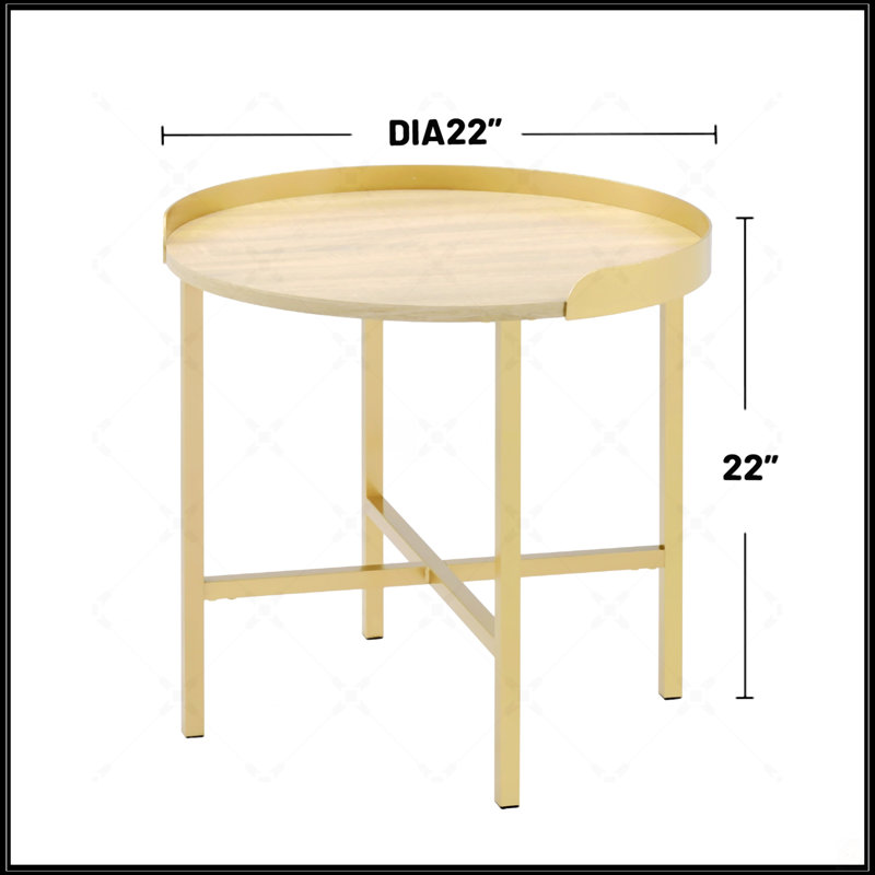 Table de bout ronde avec plateau