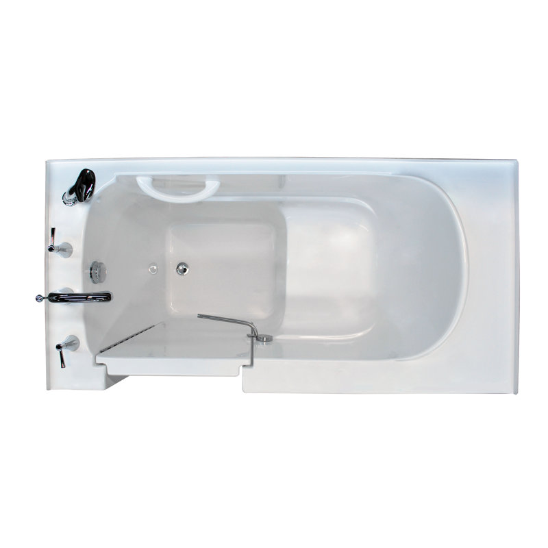 Tucson 60'' x 30'' Soaking Fiberglass Bathtub with Faucet, White, Left