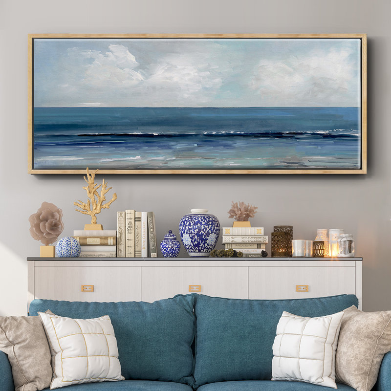 Blue Seas- Framed Canvas, 24" H x 60" W