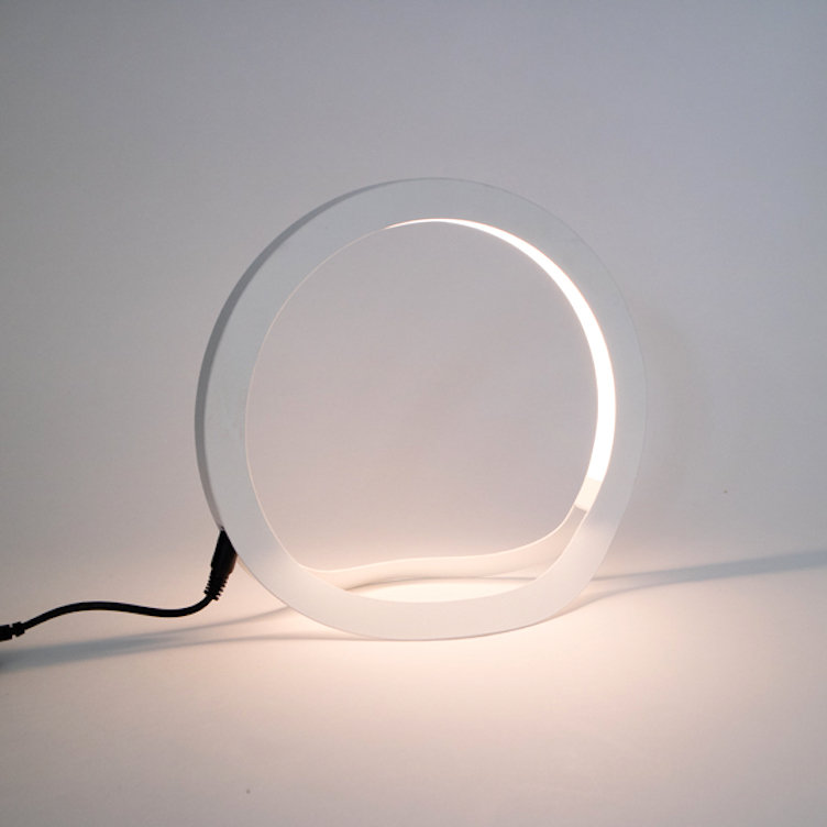 Hoop LED Table Lamp, White, 12.6" H x 13.39" W x 4.92" D