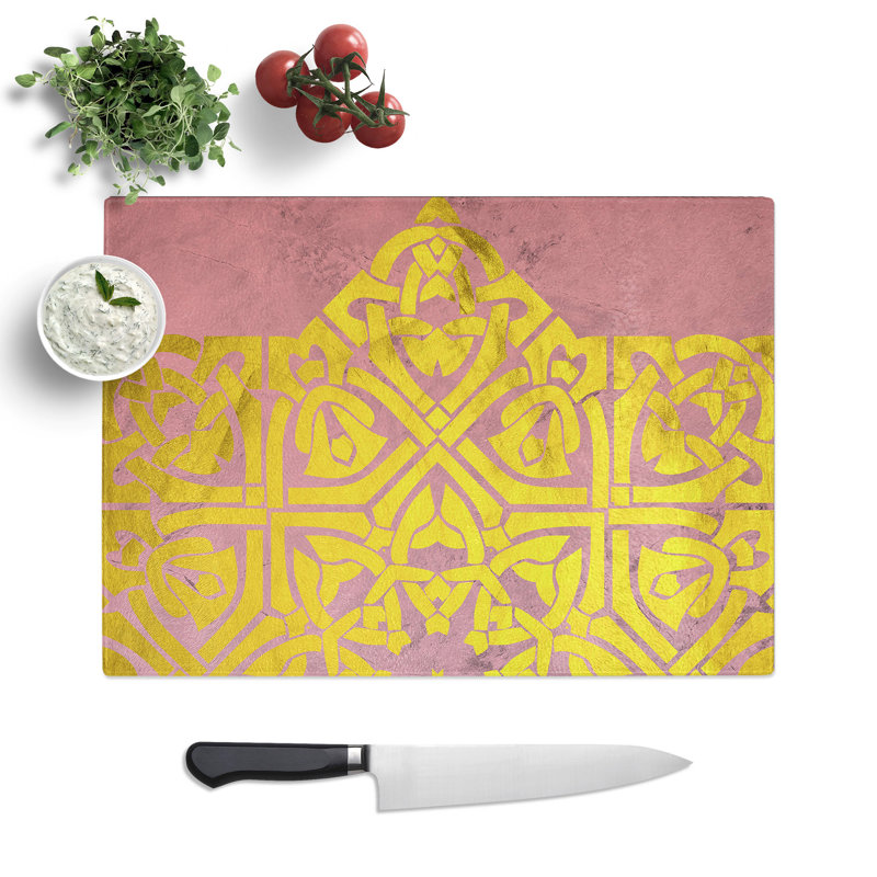 Peach Mandala No.1 Chopping Board, 0.4cm H x 28.5cm W x 39cm L