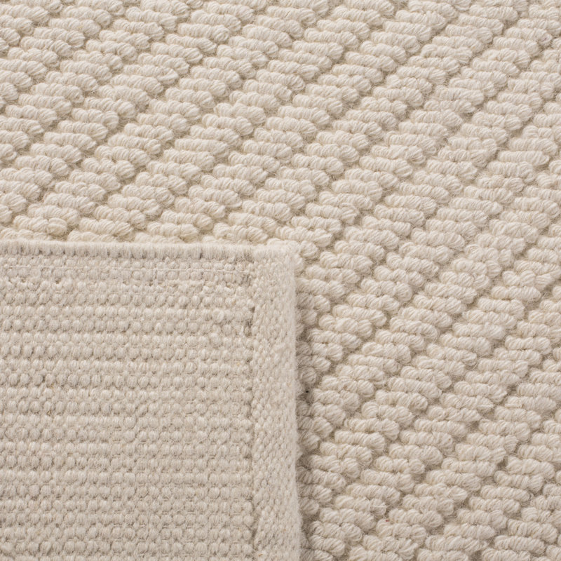 Tapis ivoire en laine et coton tissé à plat à la main Brookneal, Rectangle 10 pi x 14 pi