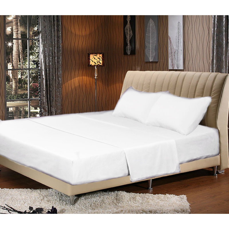 Polyester Machine Woven Sheet Set, Twin Sheet Set + Fitted Sheet + 1 Pillowcase, White
