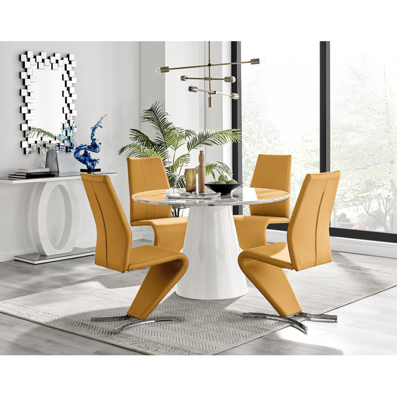 Eubanks 4 - Person Dining Set, Mustard