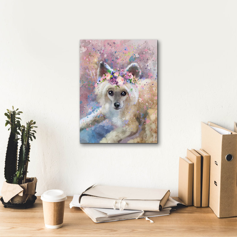 Art floral sur toile «Flower Crown, H 16 po x l 12 po x P 0,75 po