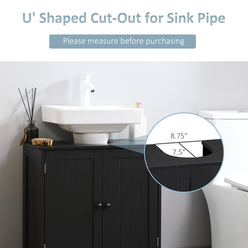 Meuble-lavabo simple l 23,5 po x P 11,75 po x H 23,5 po Inderpreet, Noir, noir, noir, noir