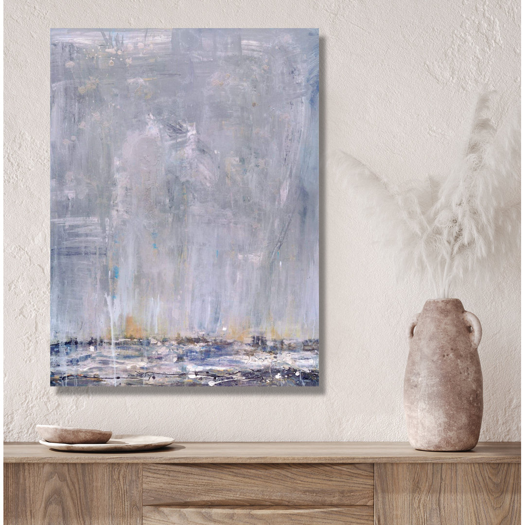 Blue Rain I - Artist Enhanced Canvas Print 17 Stories 