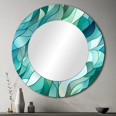 Seaglass Mosaic Emerald Coastal Pattern - Abstract Wall Mirror, Modern Decorative Mirror, Printed Metal Art