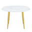 With a clever retractable mechanism, the White Pattern MDF table top and gold metal legs and has a smooth and delicate surface.The unique look creates the sleek silhouette of a modern home.
