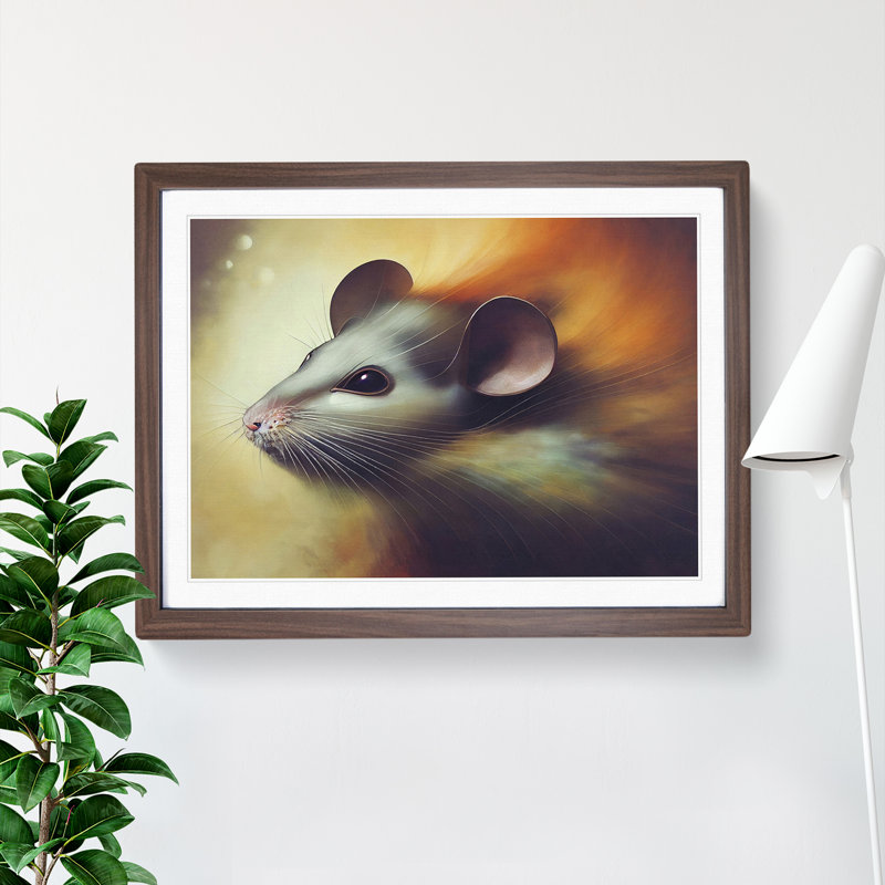 Mouse Art - Framed Print, 34cm H x 46cm W x 2cm D, Walnut Framed