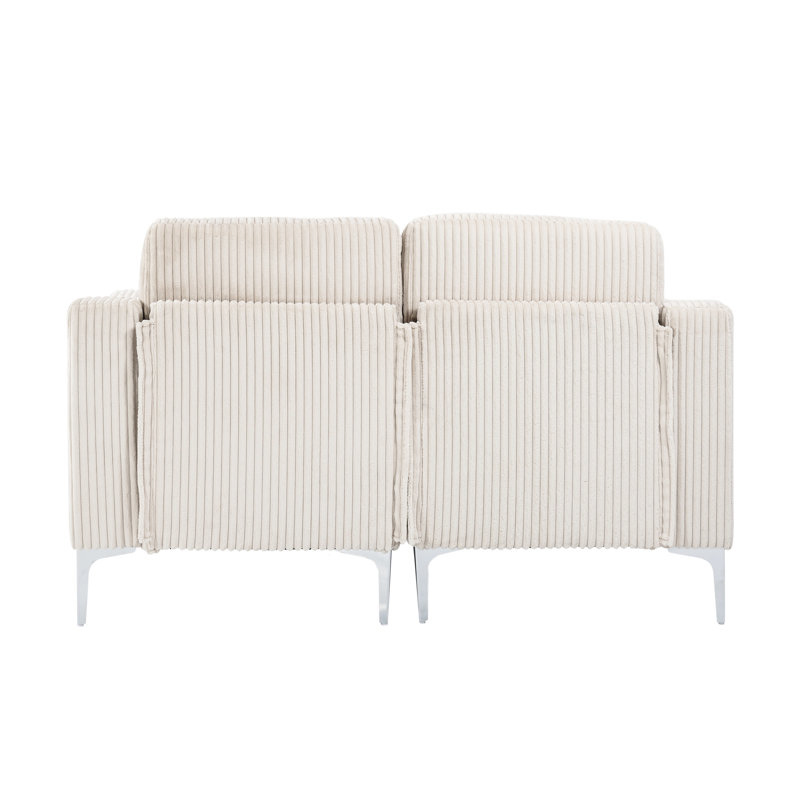 Two - Seater Beige Corduroy Sectional , Sinuous Spring And Pocket Seating, Modular Design, Frame, Hassle Assembly For Two, Solid + Manufactured Wood Multiple Cushion Seat Style, Quick Easy Process