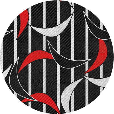 Tapis noir/rouge à motifs