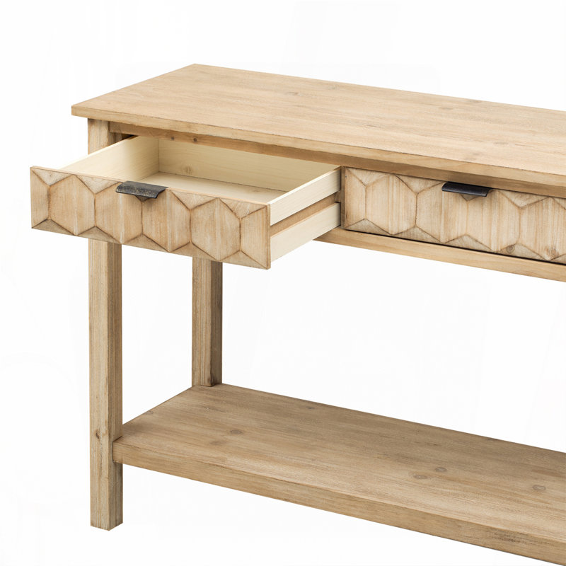 Table d'entrée 60 po en placage de sapin avec façades en nid d'abeille, console moderne, Naturel