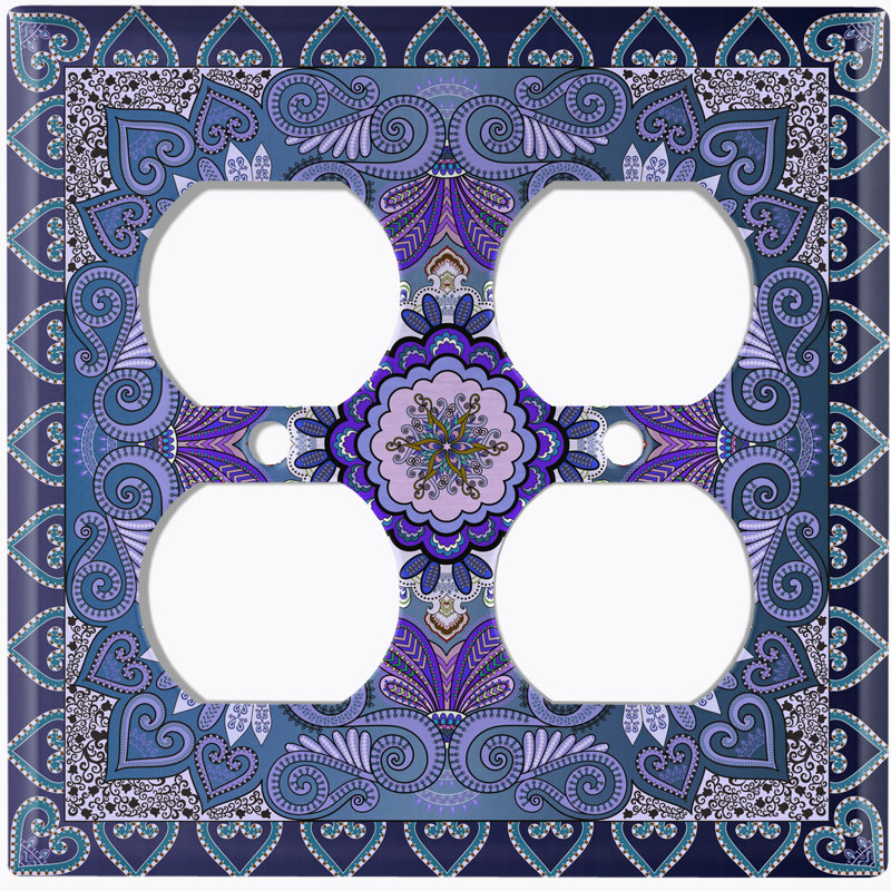 Plaque murale 2 lumières à motif cachemire bleu sarcelle et motif cachemire Paisley, Mauve / Bleu