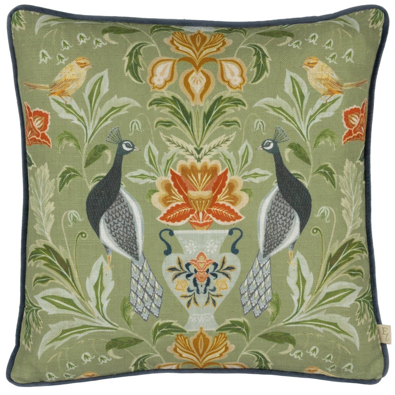 Floral Square Cushion Cover, Sage