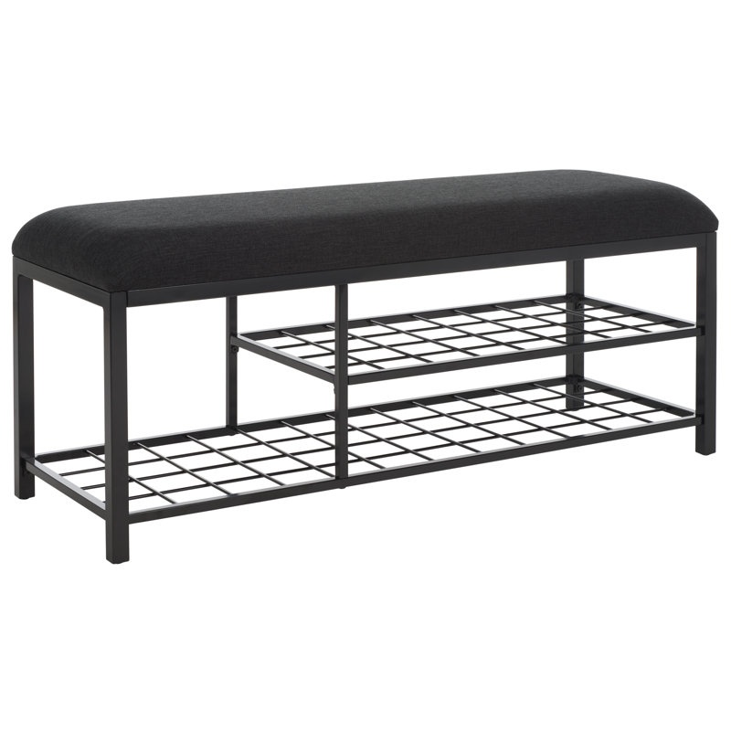 Edmea Polyester Upholstered Storage Bench, Black