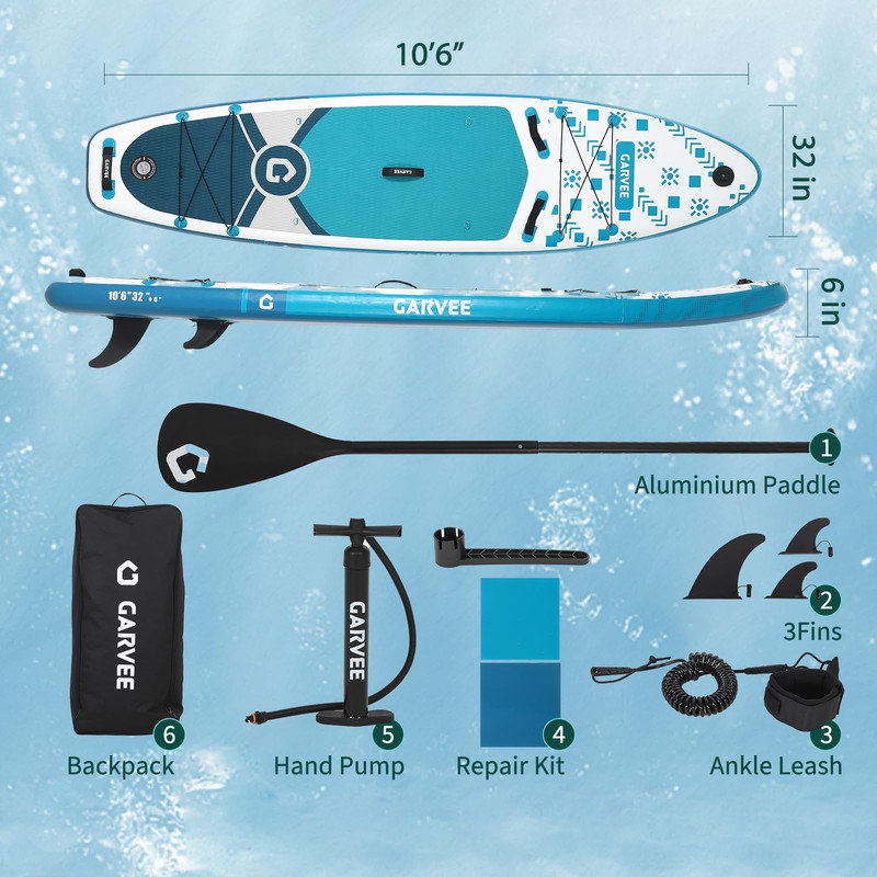 Planche de pagaie gonflable 11 pi 6 po avec plateforme antidérapante, support pour caméra et accessoires SUP pour adultes
