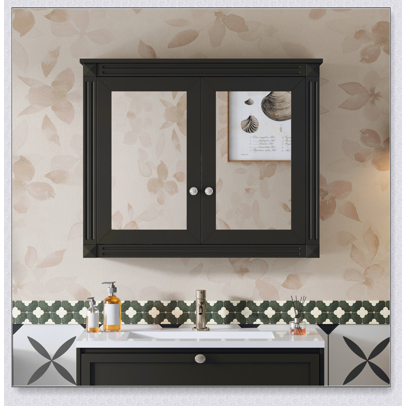 Armoire à pharmacie murale 36 po x 28 po avec 2 miroirs et tablettes réglables, solution de rangement de salle de bain moderne