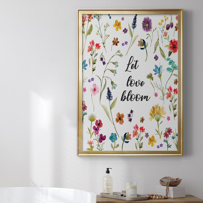 «Let Love Bloom», toile encadrée de qualité supérieure - prête à être accrochée, Or, L 30,5 po x H 42,5 po