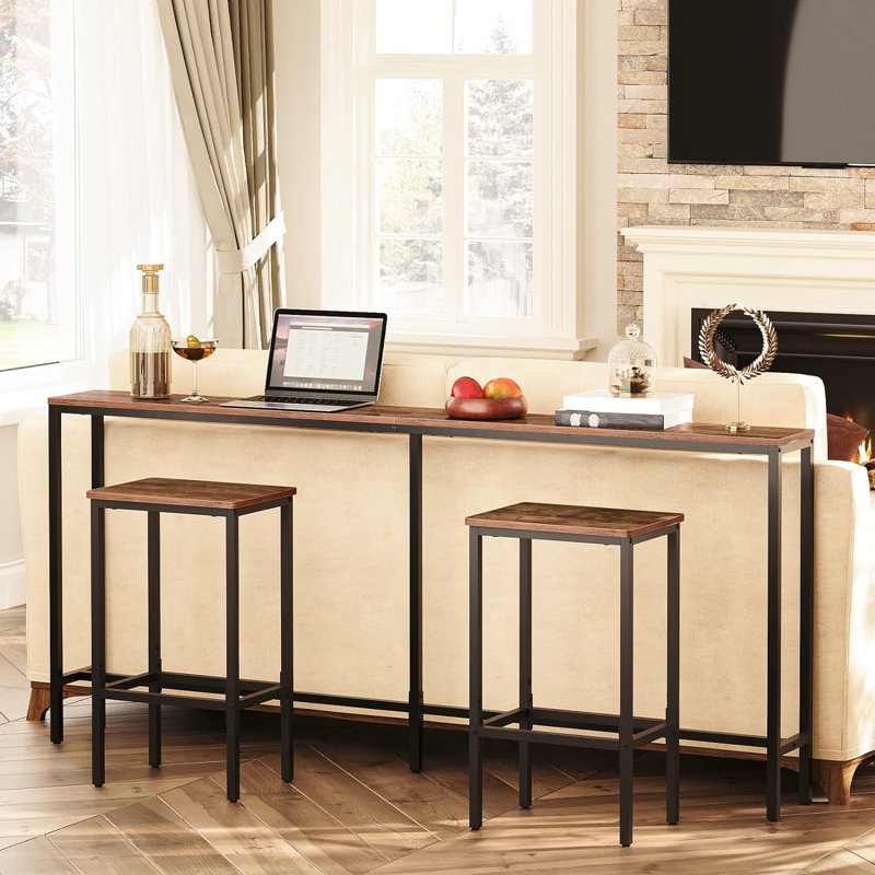 Prebo Console Table Narrow Long Sofa Table, 31.7" H x 47.2" W x 7.9" D, Rustic Brown
