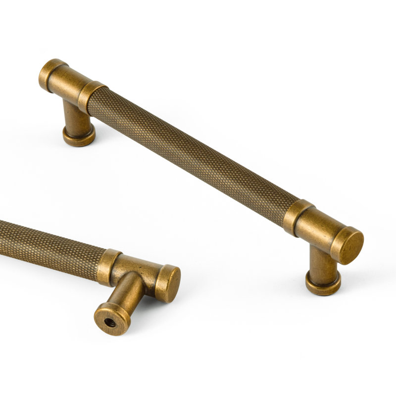 Retro Knurled Non-Slip Handle Multipack, Antique Brass, 5"