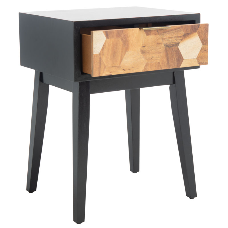 Unseli End Table with Storage, Black