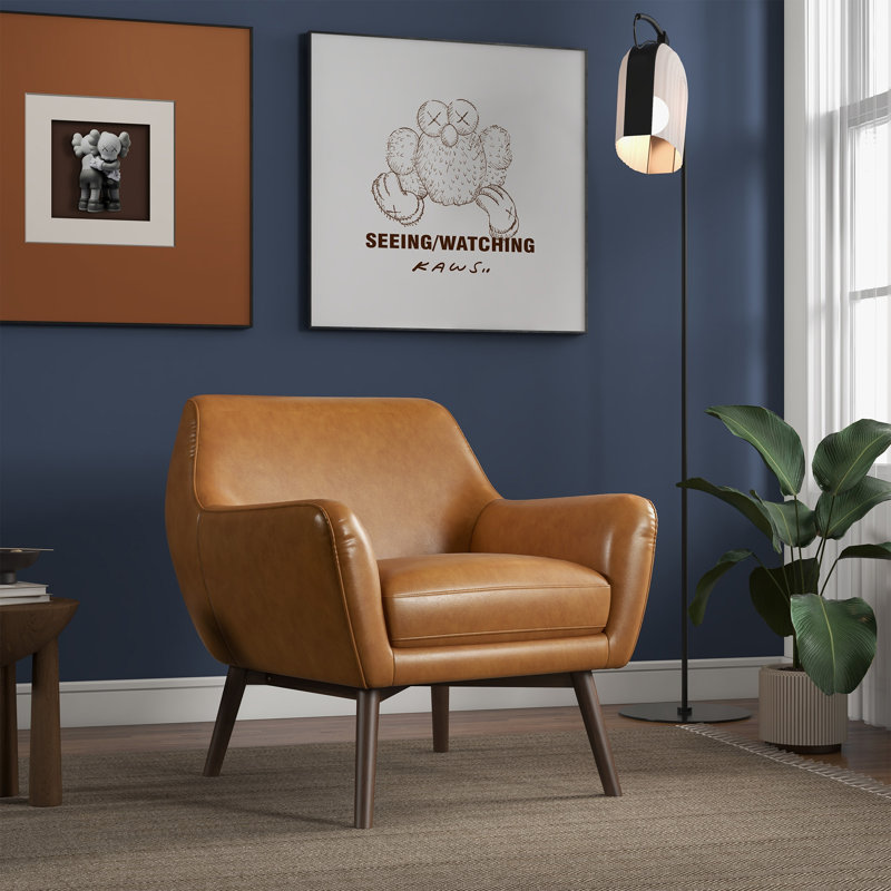 Fauteuil en cuir véritable de 30 po de large Achen