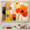 «Bold orange cubic Flowers», art mural abstrait géométrique