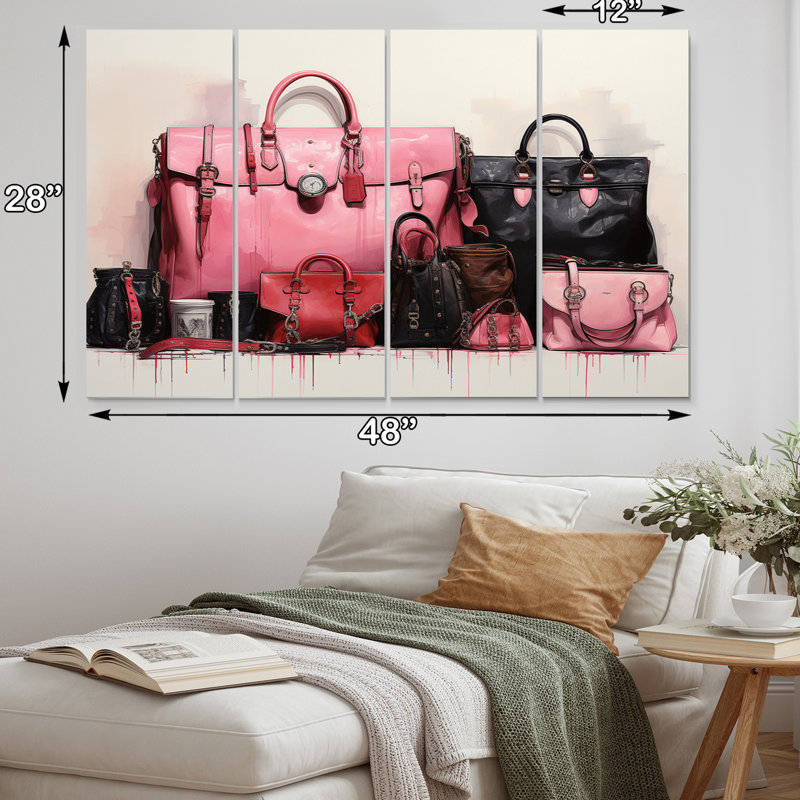 Sac de designer rose Glamour I, 4 pièces