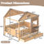Lit double avec rangement, lit plateforme en pin et MDF, style ferme