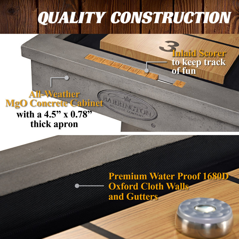Barrington Billiards 11 Ft Aurora Outdoor Shuffleboard Table With All-weather Playfield And 8-puck Set